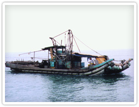 Small commercial vessel on the open water